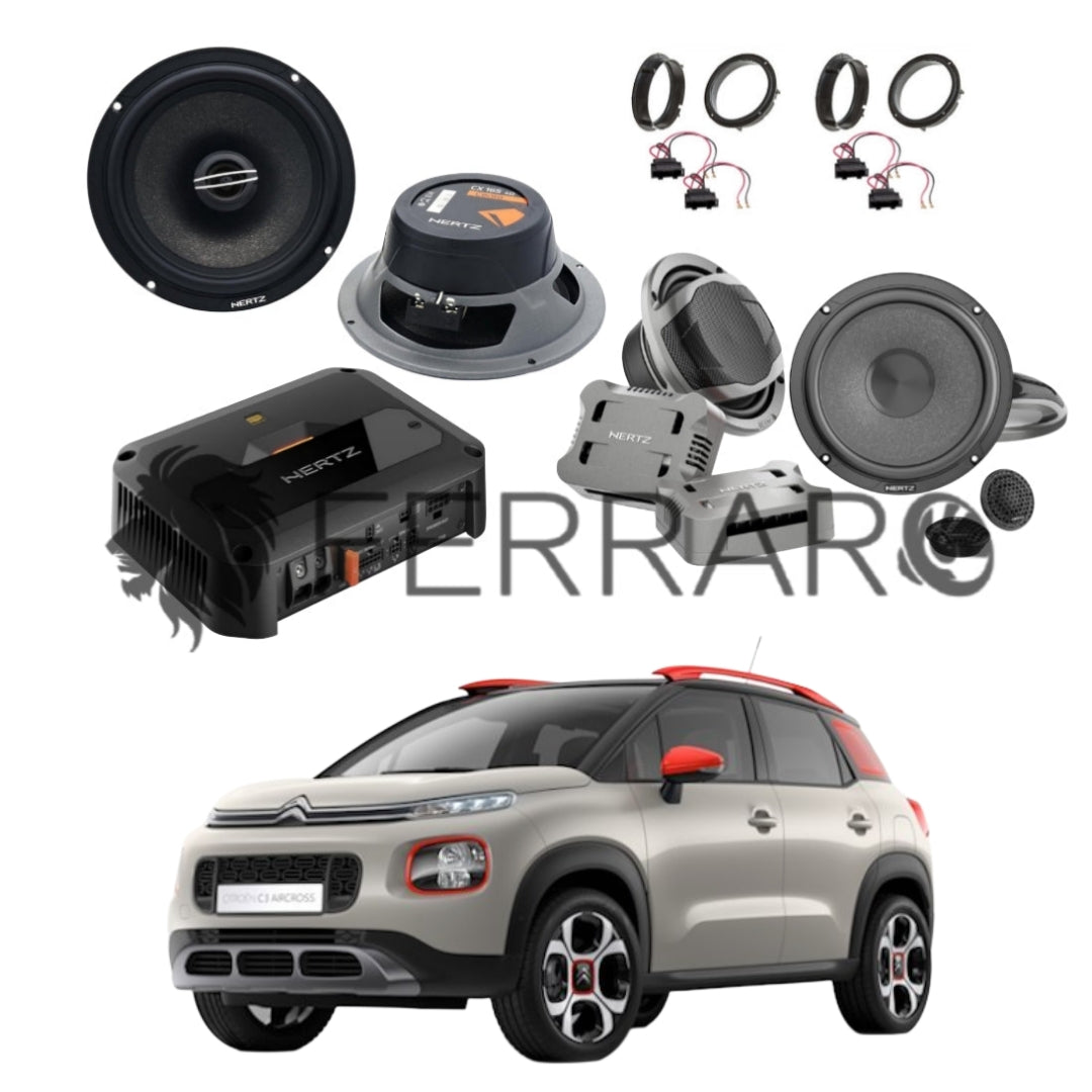Hertz Sound Amplificatore CP 4.800 4 Canali 4x190w, CK 165, CX 165, Set Cavi, per Citroen C3 Aircross (2017+)