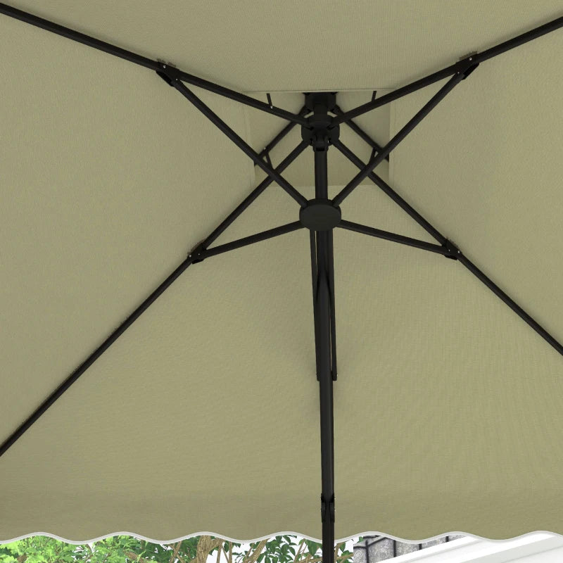 Outsunny Ombrellone Decentrato 2.5x2.5 m con Base a Croce e Apertura a Manovella, in Metallo e Poliestere Beige