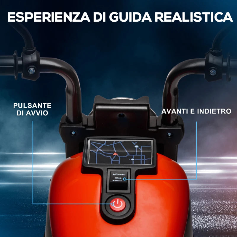 HOMCOM Moto Elettrica per Bambini 18-36 Mesi con Rotelle e Fanale, 76x42x57 cm, Rosso e Nero