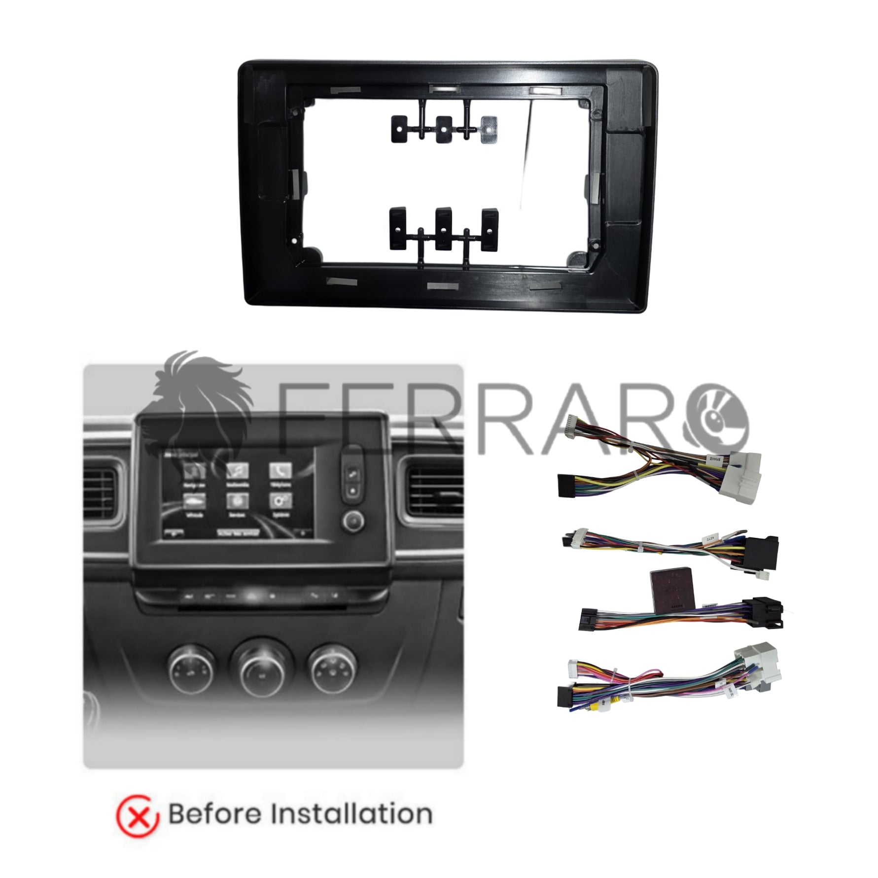 Kit Montaggio Autoradio 10.1"Pollici per Opel Movano, Renault Master, Nissan NV400 (2019-2024), Mascherina, Cablaggio Autoradio Android