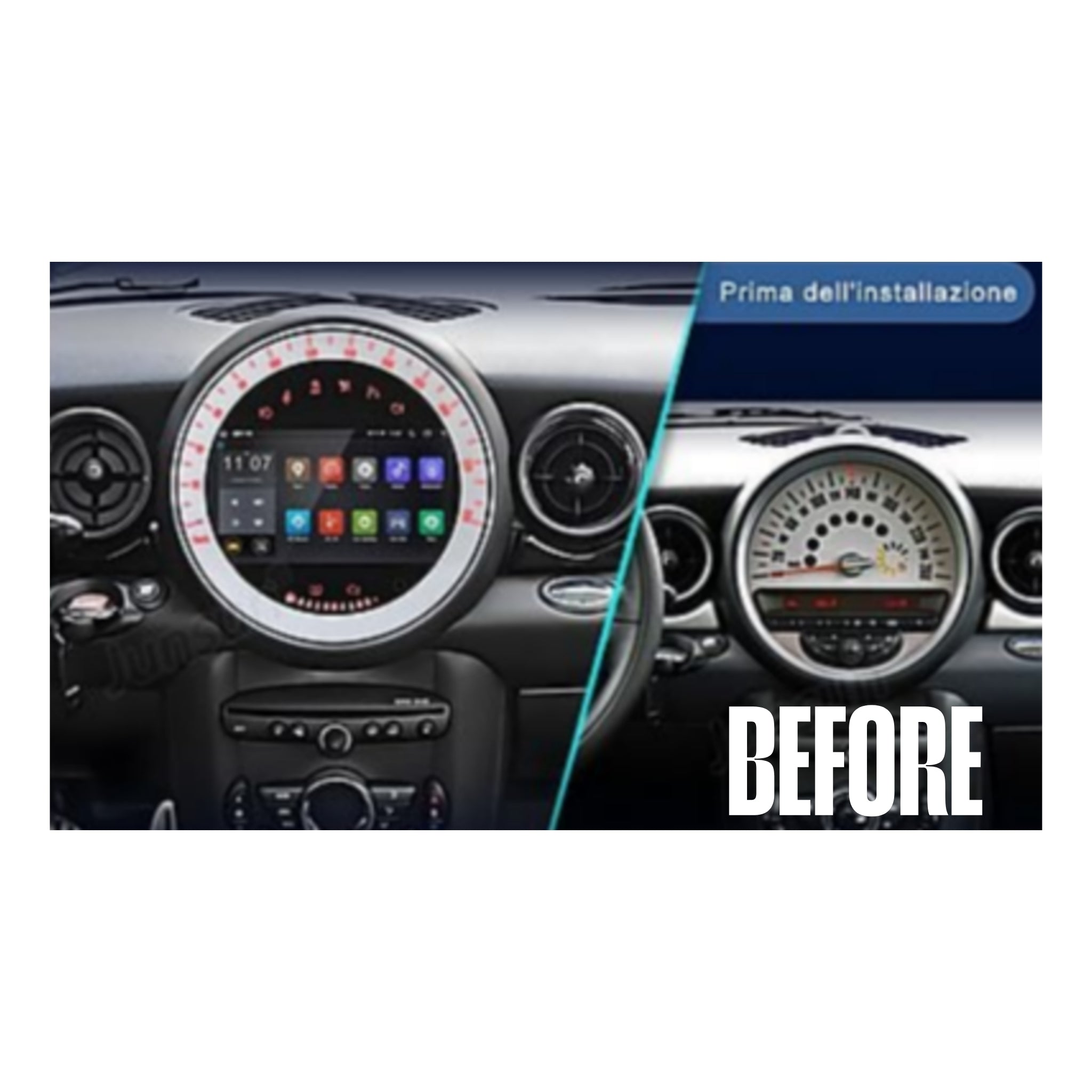 Autoradio per Mini Cooper R55/R56/R57 7" (2007-2014) Android, Bluetooth, CarPlay, Android Auto, 4/64GB Ram