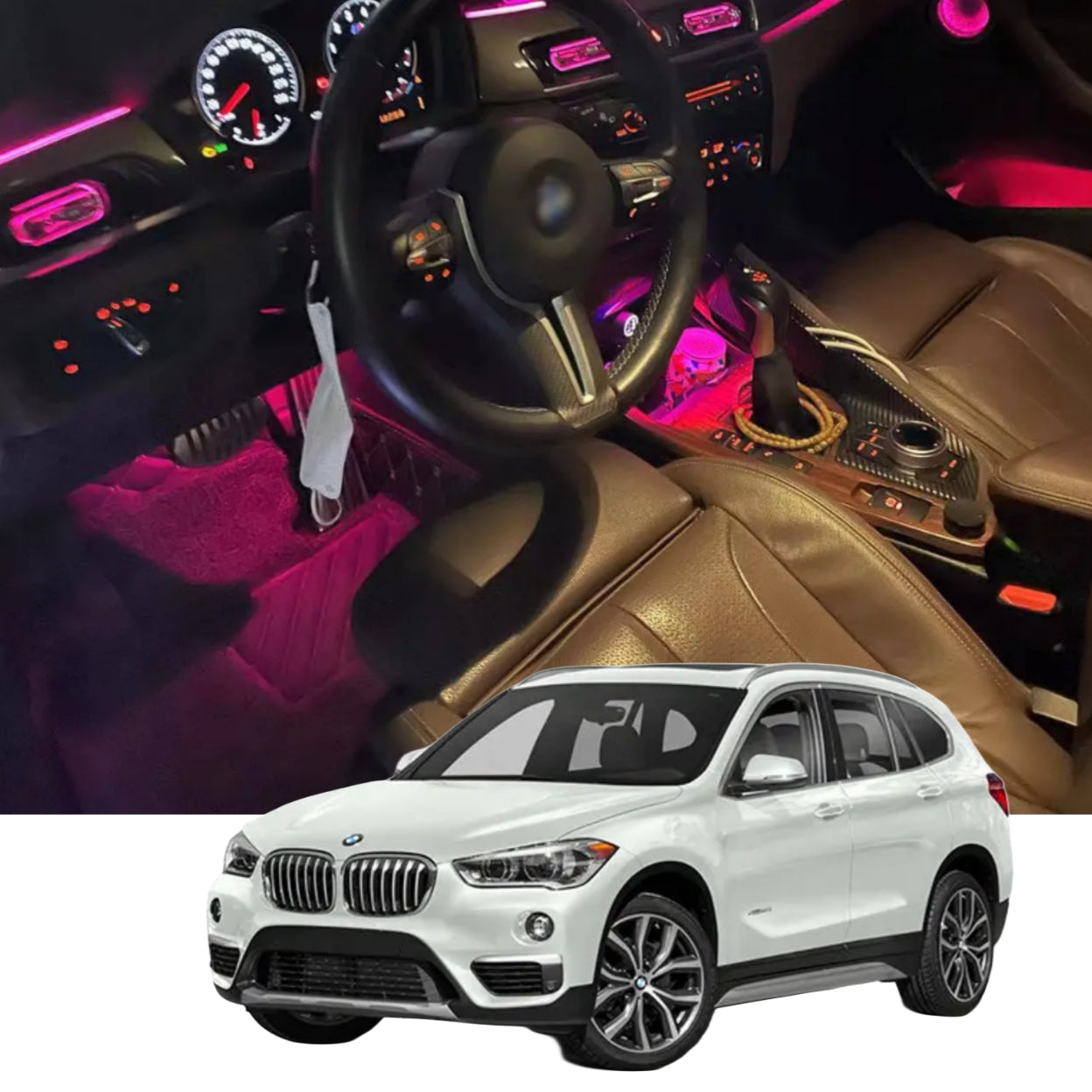 Ambient Light per BMW X1, X2 F48, F49 (2016-2022), 64 Colori RGB