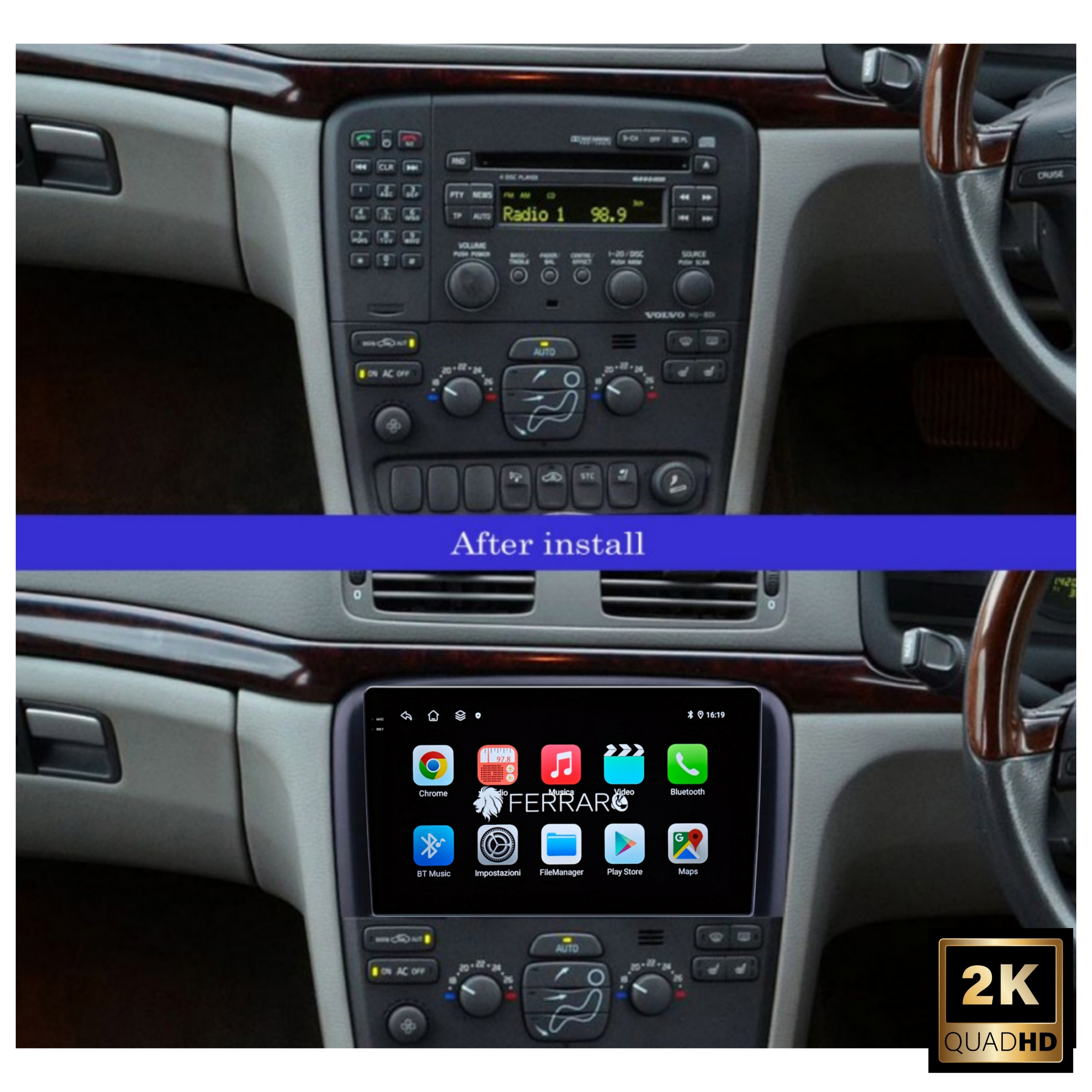 Autoradio per Volvo S80 9" 2K | 1998-2006 | Android | Bluetooth | CarPlay | Android Auto | 12/256GB Ram