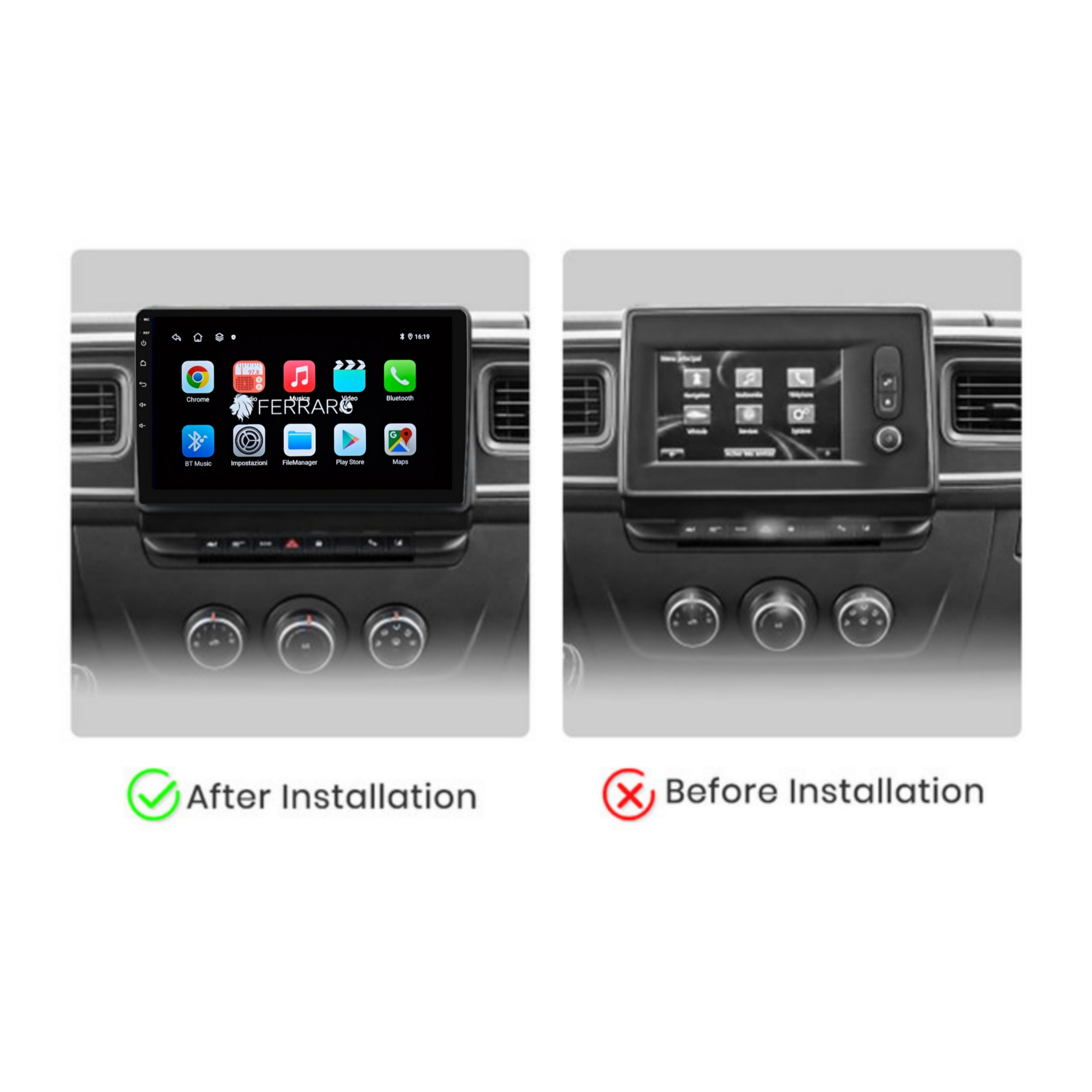 Autoradio per Renault Master | Nissan NV400 | Opel Movano 2 10.1" | 2009-2021 | Android | Bluetooth | CarPlay | Android Auto | 2GB/4GB/8GB Ram
