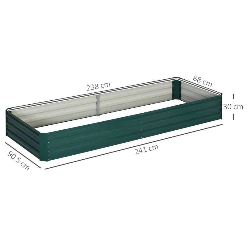 Outsunny Letto per Orto Rialzato in Metallo da Esterno, Portapiante per Fiori ed Erbe, 241x90,5x30cm