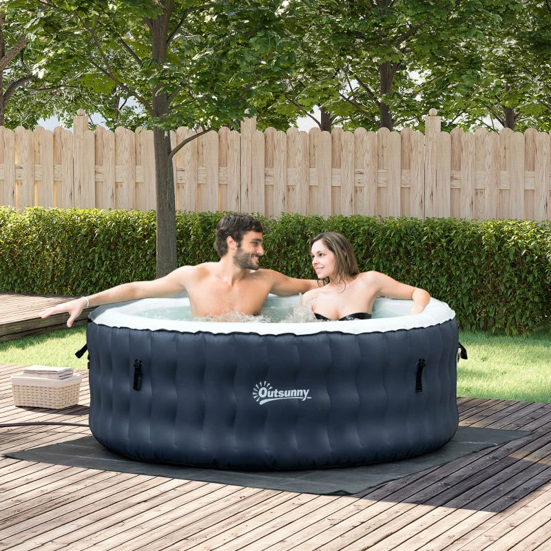 Outsunny Piscina Idromassaggio Gonfiabile e Riscaldante fino 42℃ con 108 Getti, per 4-6 Persone