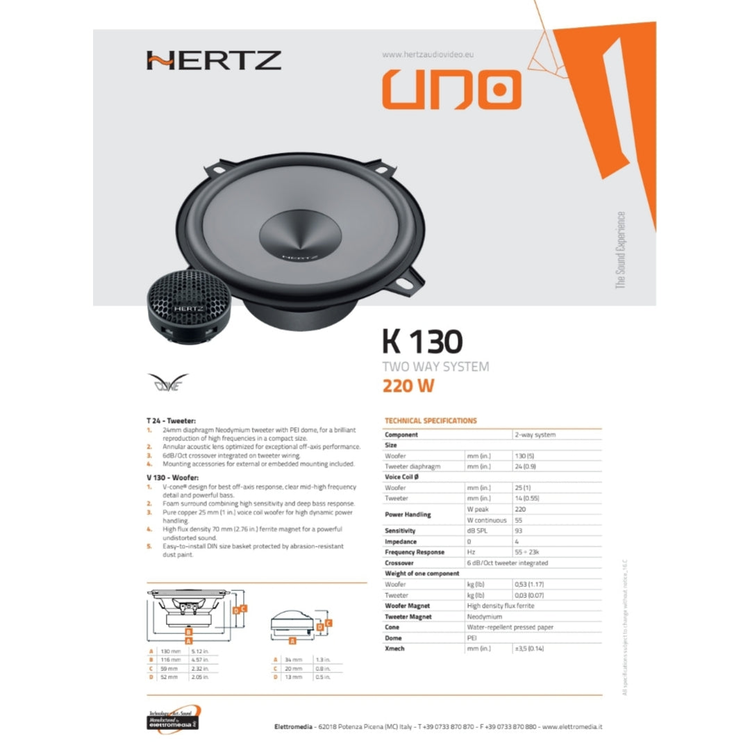 Hertz Kit 8 Casse | K 165 | K 130 | Ant/Post | Bmw Serie 3 E46 dal 2002-2006