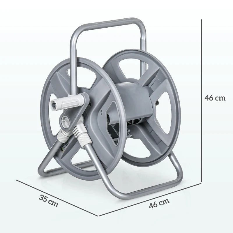 Outsunny Avvolgitubo da Giardino a Parete e Autoportante per 40m di Tubo con Manovella, Grigio
