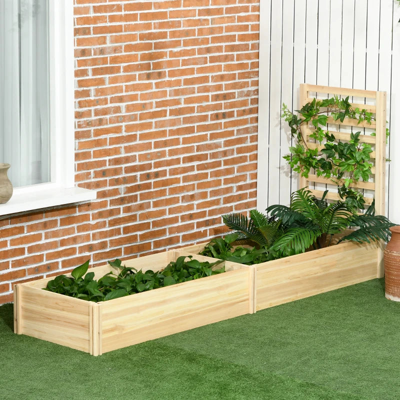 Outsunny Fioriera con Traliccio per Rampicanti e Fondo Aperto, in Legno di Abete, 230x60x110 cm, color Legno