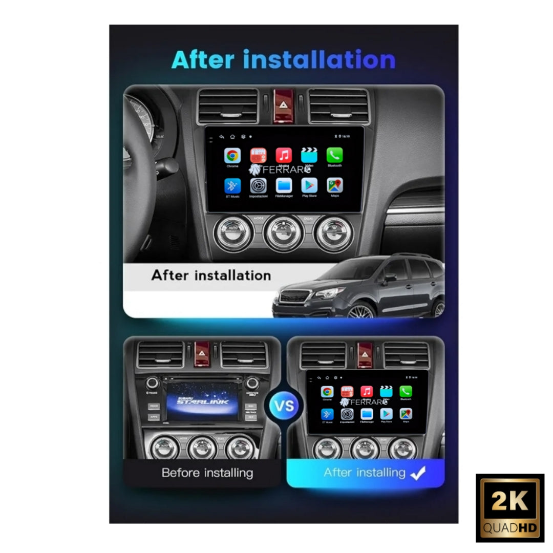 Autoradio per Subaru Forester 4, Impreza XV 9" 2K | 2012-2015 | Android | Bluetooth | CarPlay | Android Auto | 12/256GB Ram
