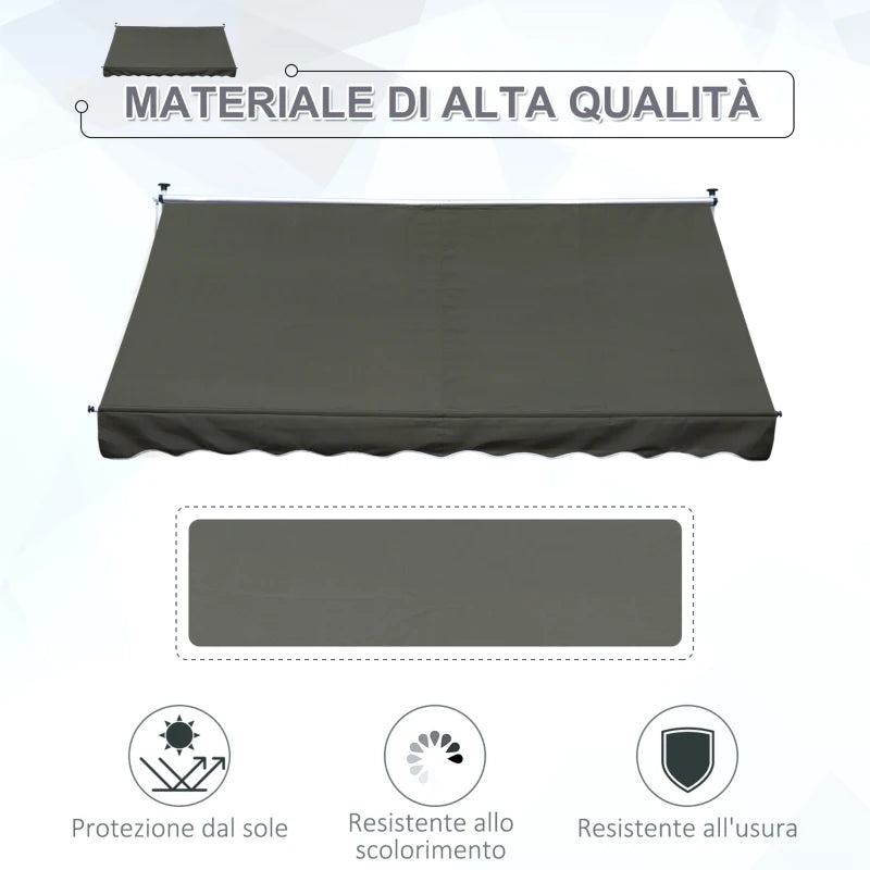 Outsunny Tenda da Sole 3x1.5 m a Bracci con Manovella, Struttura Telescopica in Metallo e Parasole in Poliestere