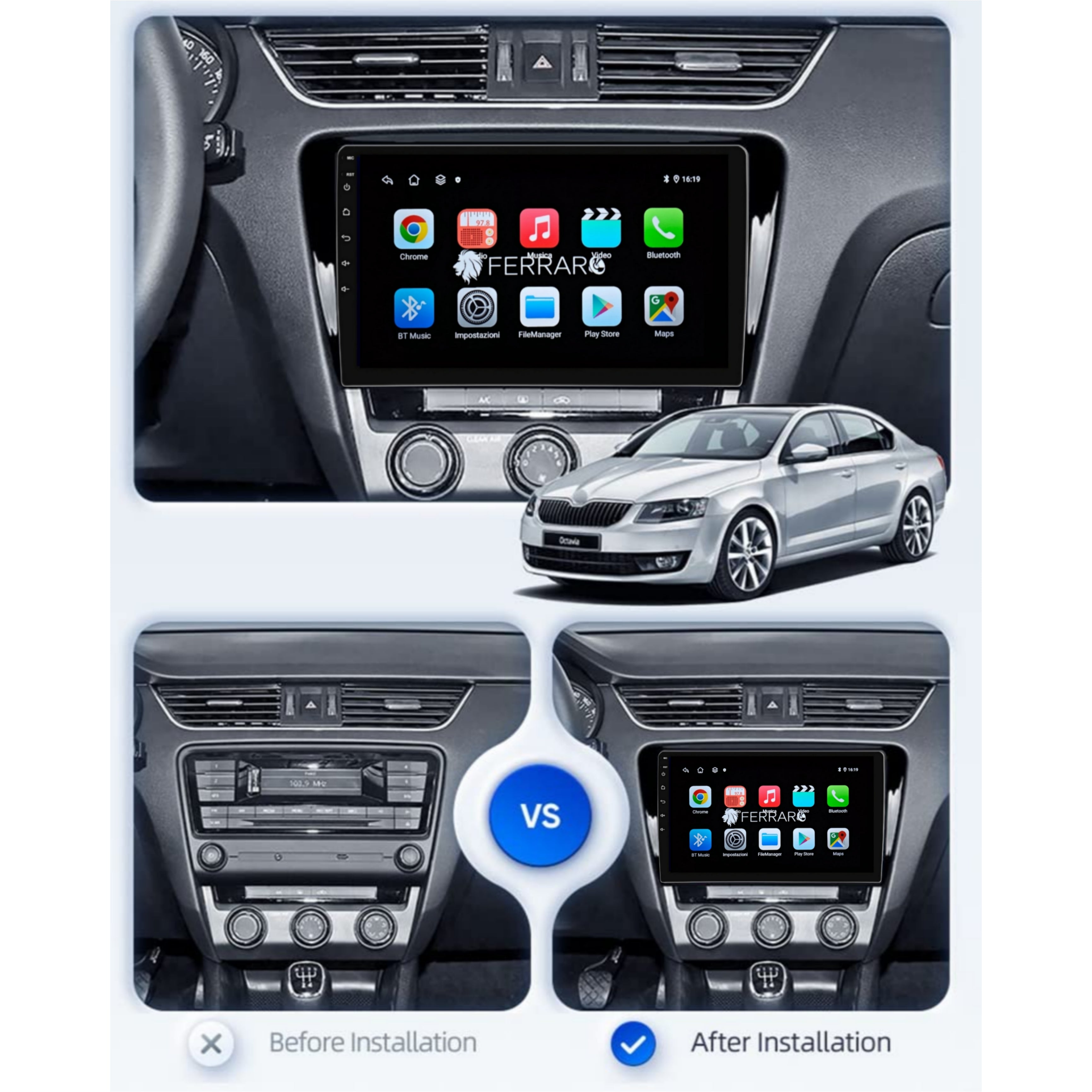 Autoradio per Skoda Octavia 3 A7 10.1" | 2013-2020 | Android | Bluetooth | CarPlay | Android Auto | 2GB/4GB/8GB Ram