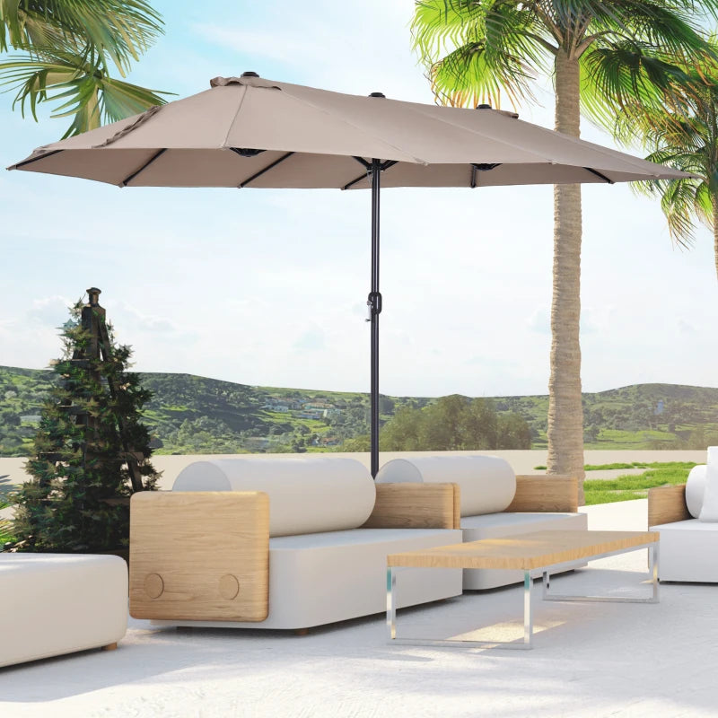 Outsunny Ombrellone da Giardino Doppio con Apertura a Manovella, in Acciaio e Poliestere, 460x270x240 cm