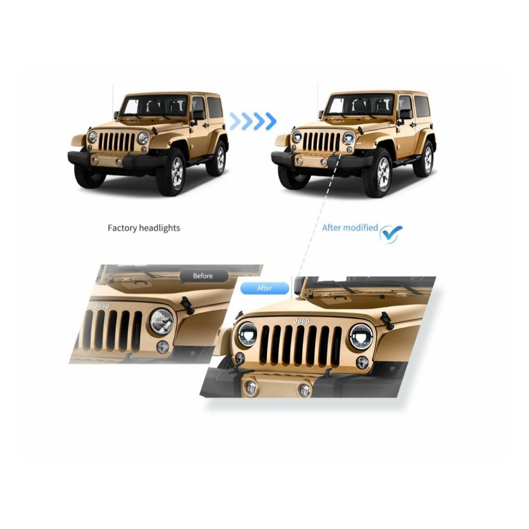 Fanali Anteriore Completo per Jeep Wrangler JK 3ª Serie (2007-2018) a LED
