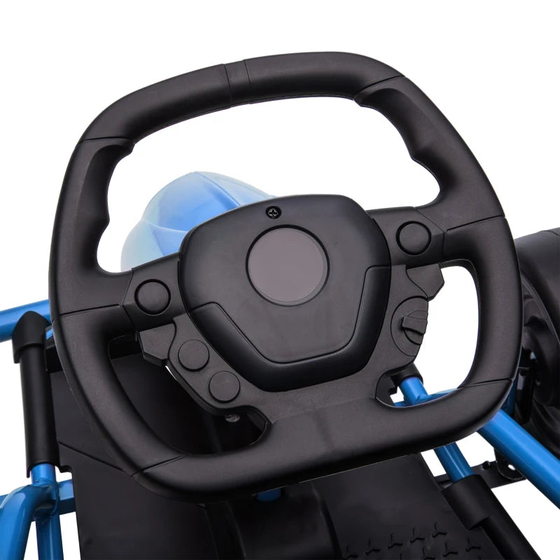HOMCOM Go-Kart Elettrico per Bambini 8-12 Anni con Schienale Alto e Cintura di Sicurezza, 115x77x54 cm, Blu e Nero