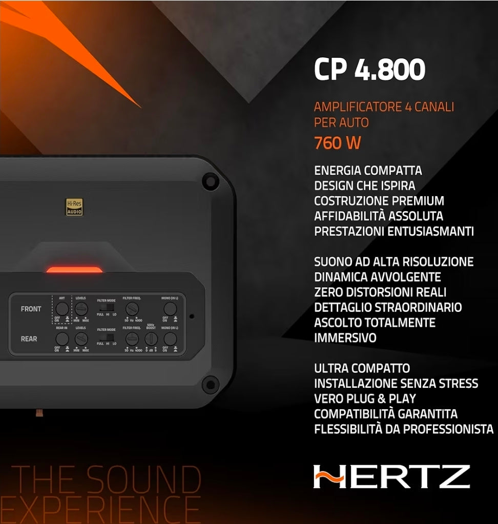 Hertz Sound Amplificatore CP 4.800 4 Canali 4x190w, CK 165, CX 165, Set Cavi