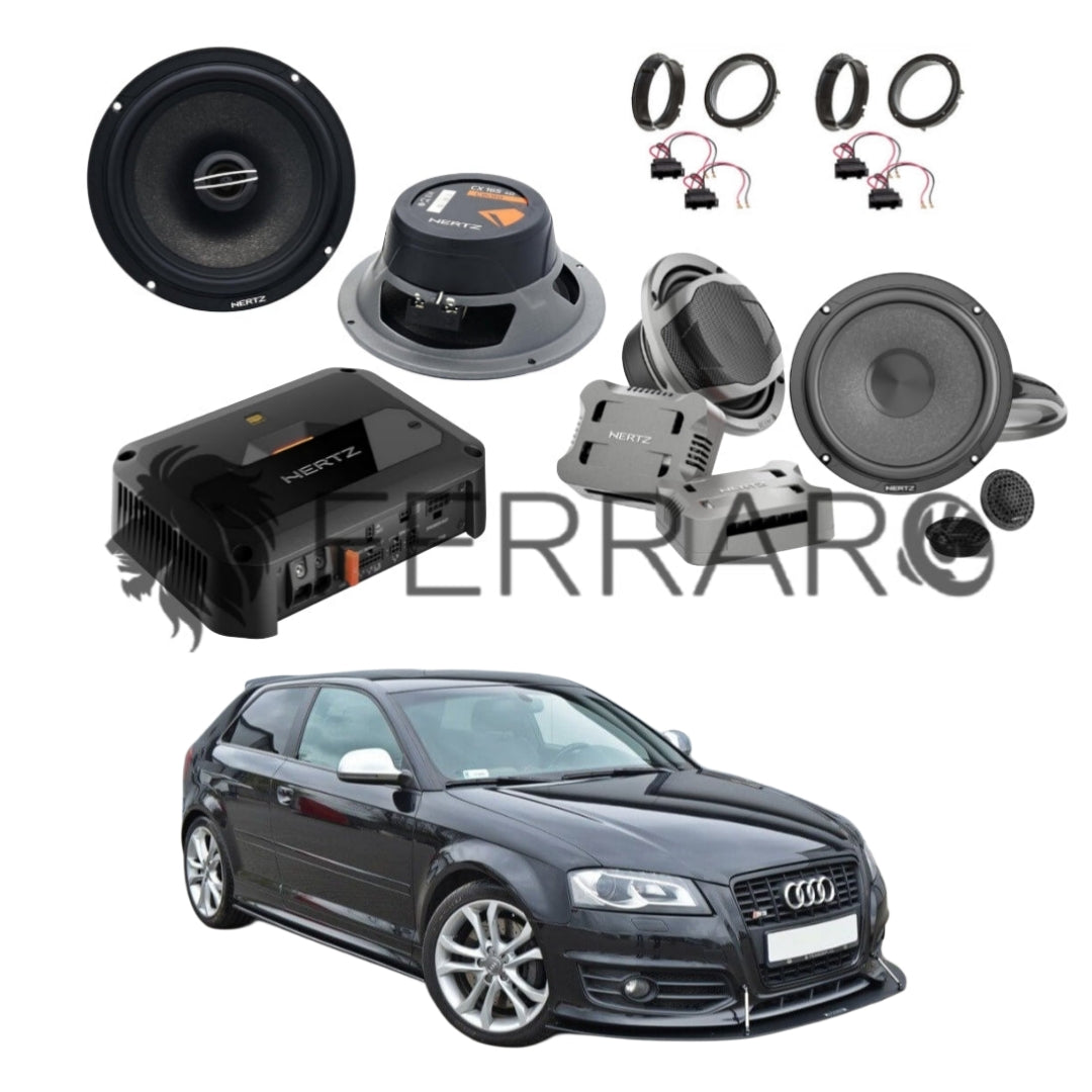 Hertz Sound Amplificatore CP 4.800 4 Canali 4x190w, CK 165, CX 165, Set Cavi, per Audi A3 8P 3 Porte