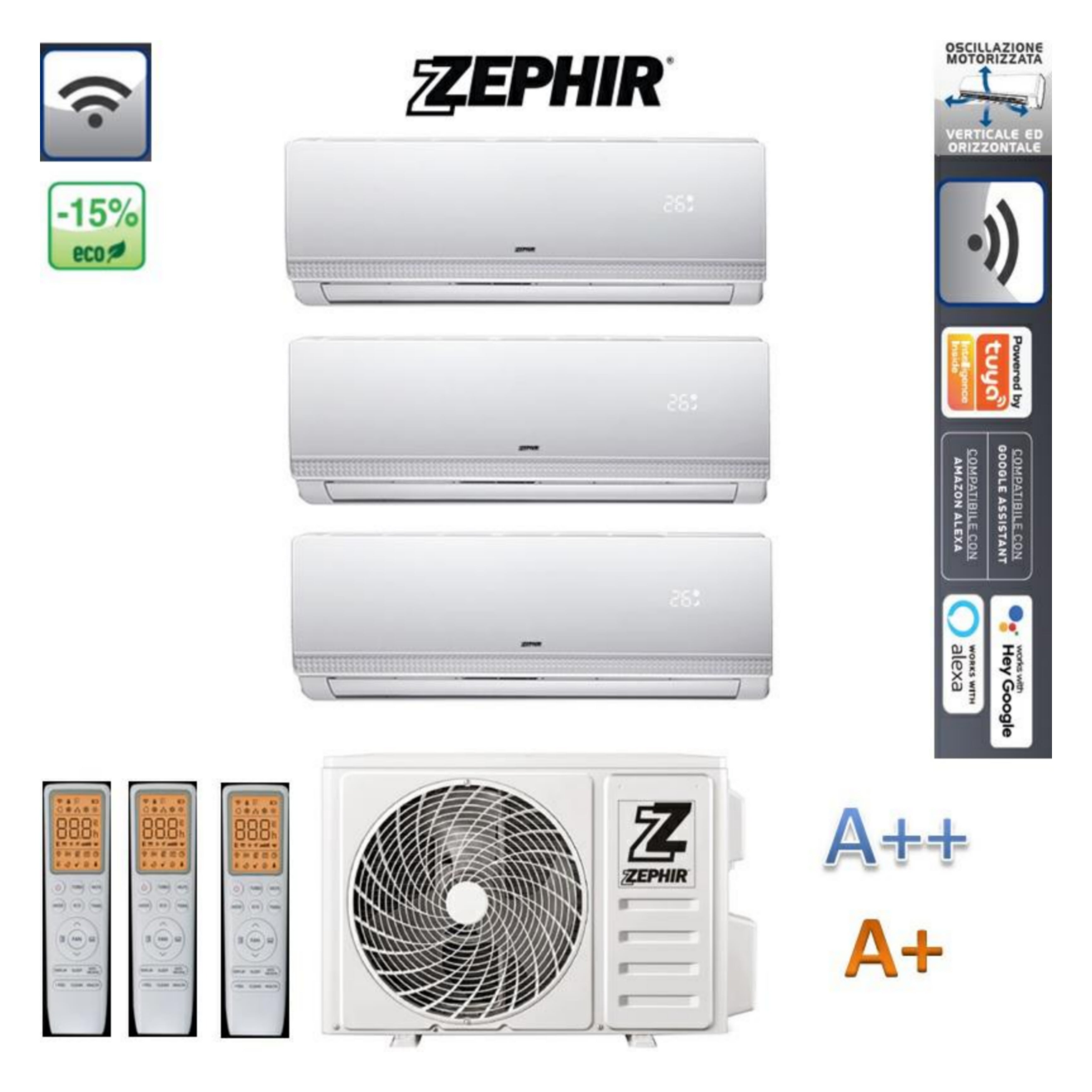 Zephir Condizionatore Trial Split | 9+9+12000BTU, A++/A+, Wifi