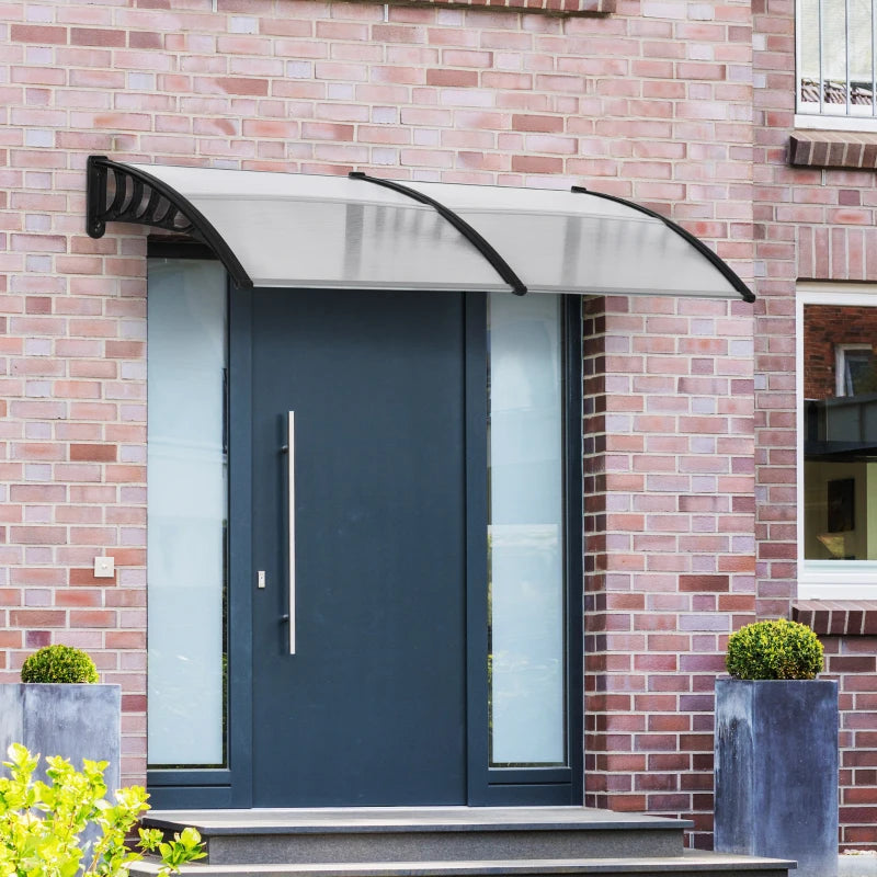 Outsunny Pensilina da Esterno per Finestre e Porte in Policarbonato e Alluminio, 200x96x27cm, Trasparente