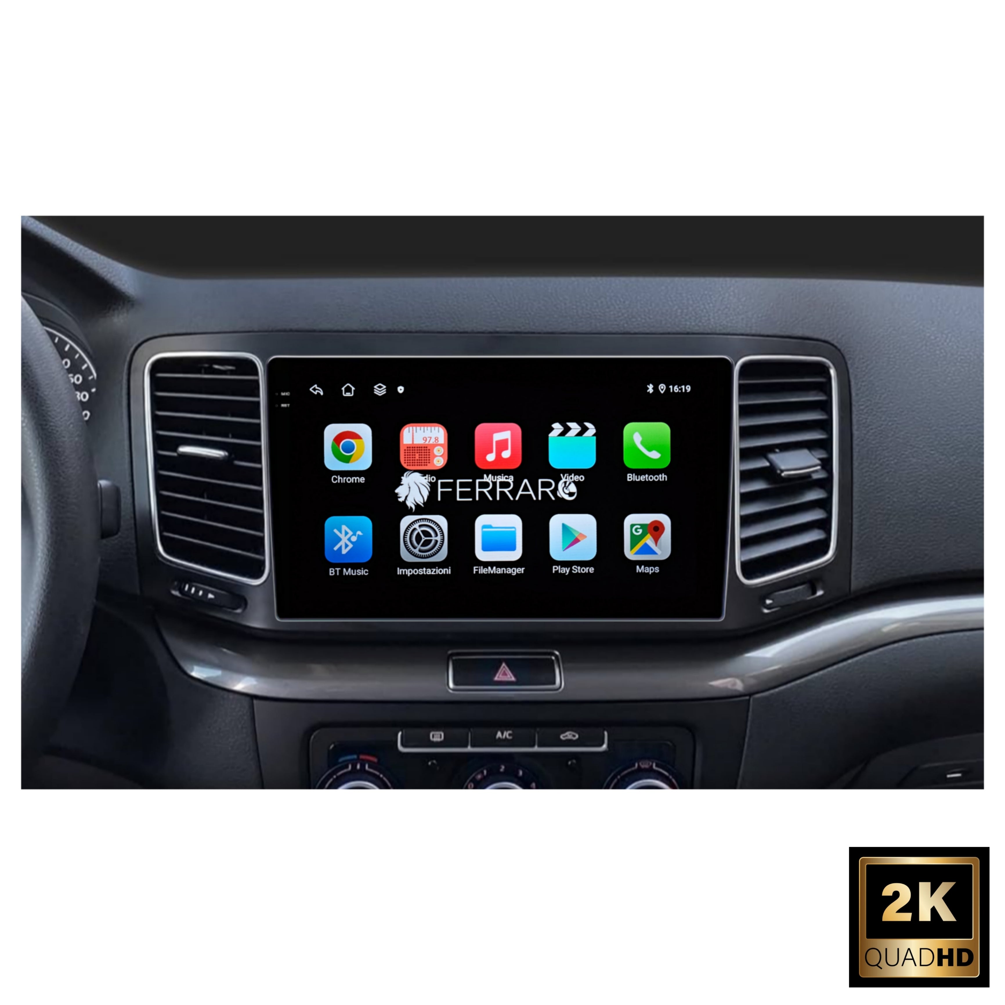 Autoradio per Volkswagen Sharan 9" 2K | 2012-2018 | Android | Bluetooth | CarPlay | Android Auto | 12/256GB Ram