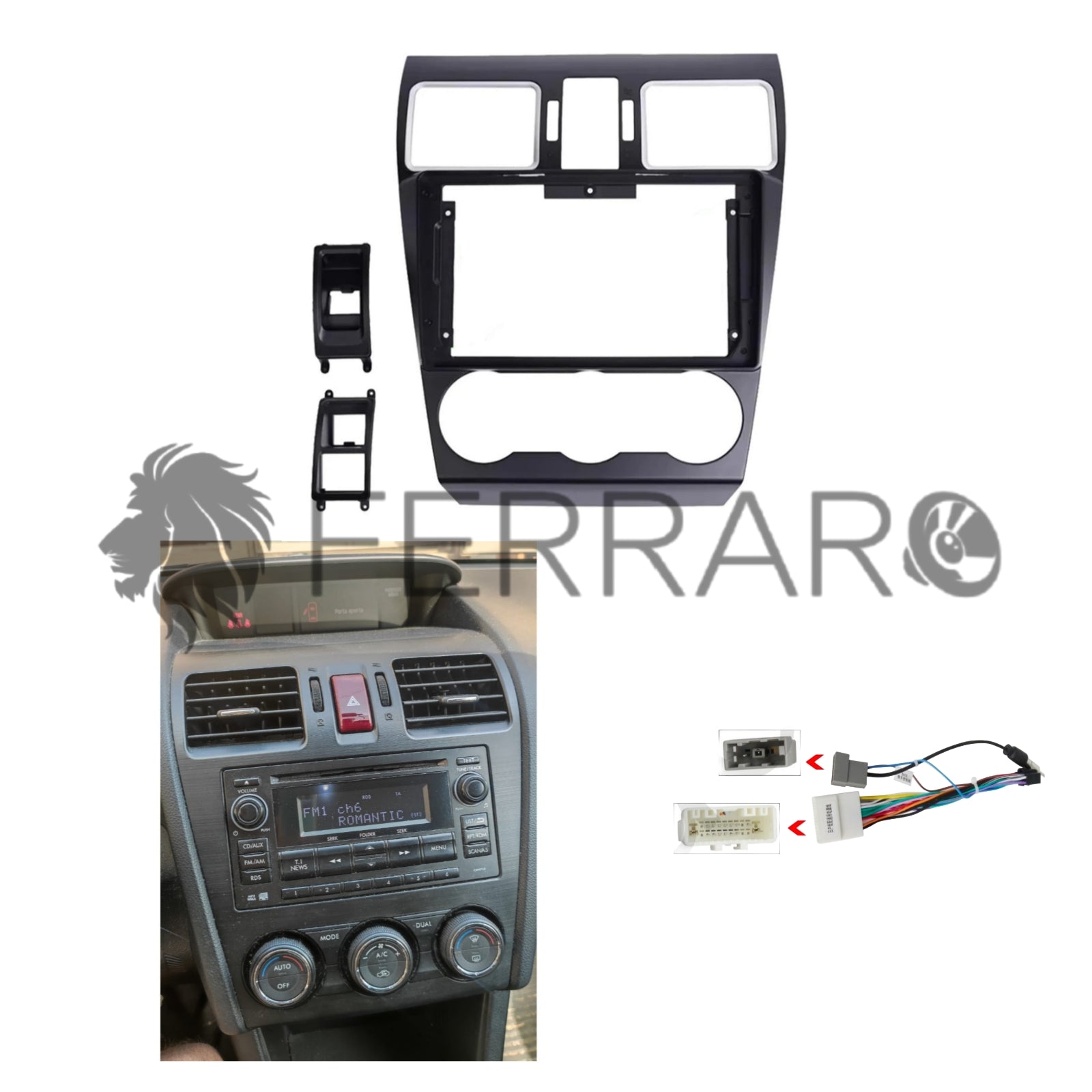 Kit Montaggio Autoradio 9"Pollici Subaru Forester 4, Impreza XV (2012-2019), Mascherina, Cablaggio per Autoradio Android