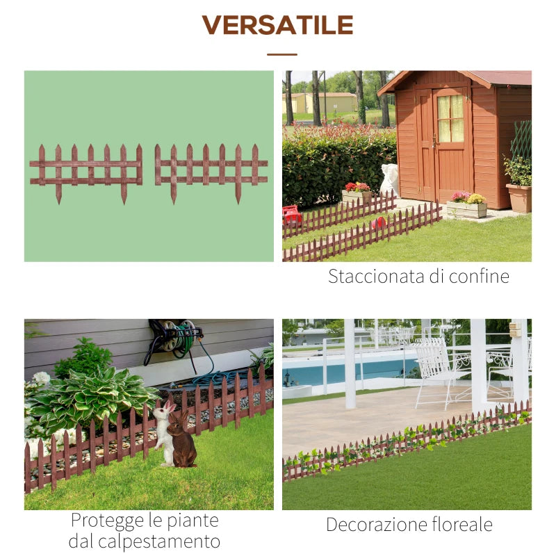 Outsunny Staccionata in Legno di Pino da 12 Pezzi per Aiuole, Giardino e Orto, Altezza 34cm