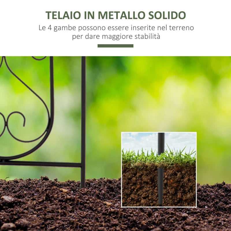 Outsunny Portapiante Verticale Pieghevole con 5 Vasi da Esterno in Metallo, 82x12.5x150cm, Nero