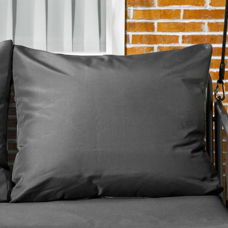 Outsunny Dondolo da Giardino 2 Posti con Cuscini e Tasche, in Acciaio e Textilene, 168x117x181 cm, Grigio Scuro