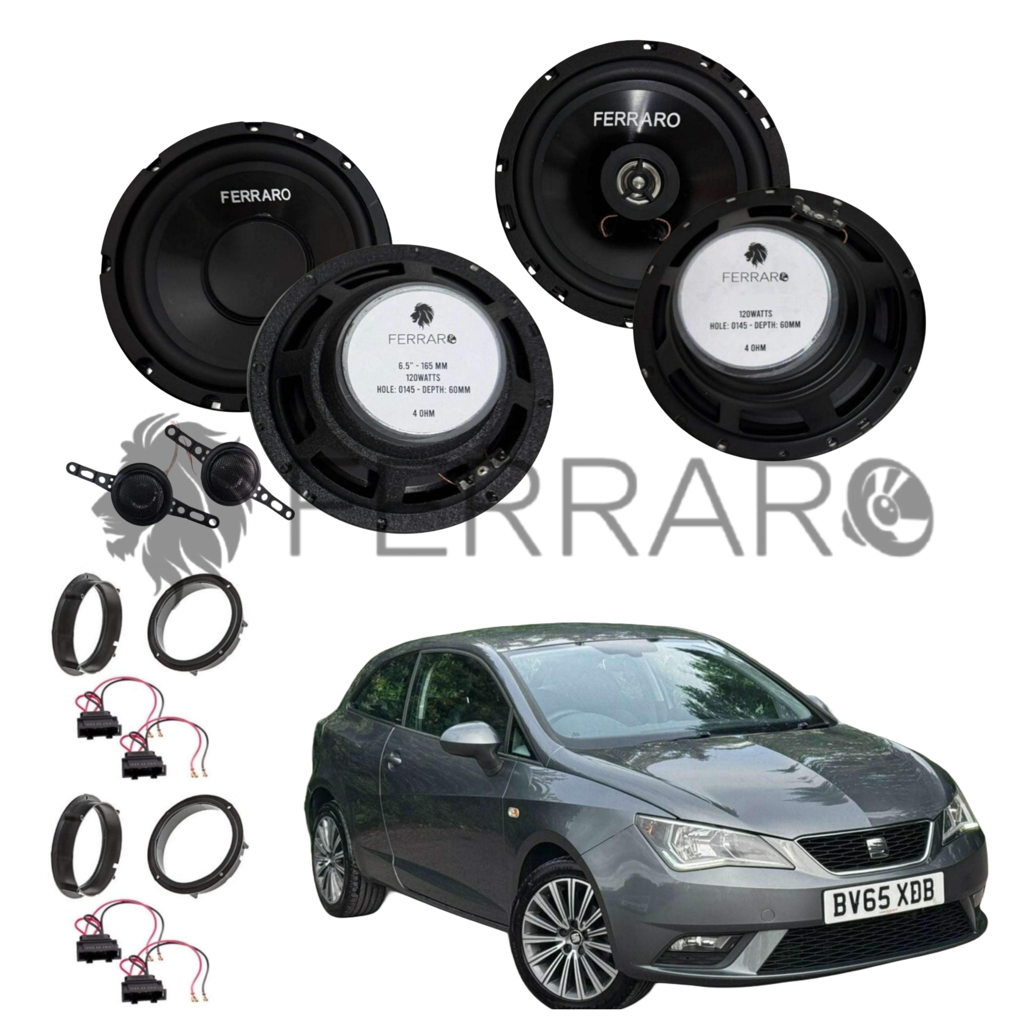 FerraroStore Kit 6 Altoparlanti | ASK-165.2 | ASC-652PC | Ant/Post | Seat Ibiza 6J | IV (2009-2018)