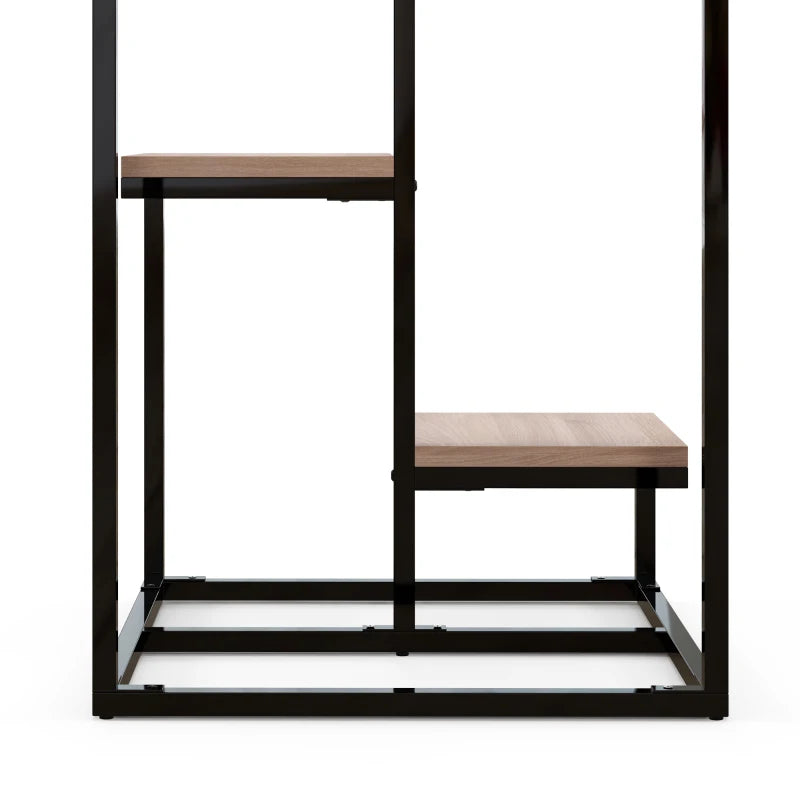 Outsunny Scaffale per Piante a 4 Livelli in Acciaio e Legno, 40x40x75.5 cm, Marrone e Nero