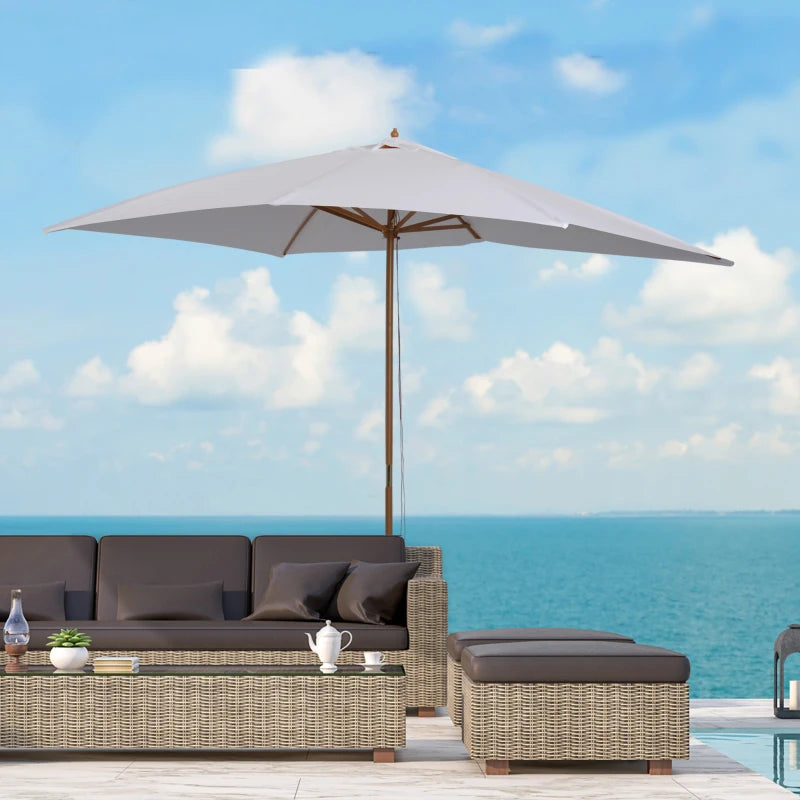 Outsunny Ombrellone m da Giardino 2x3 in Legno Laccato con Copertura Rimovibile, Bianco