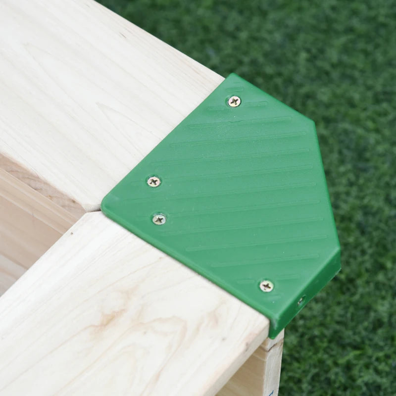 Outsunny Sabbiera per Bambini in Legno con Panca e Tettuccio Parasole Regolabile, 120x120x120cm, Colore Legno e Blu