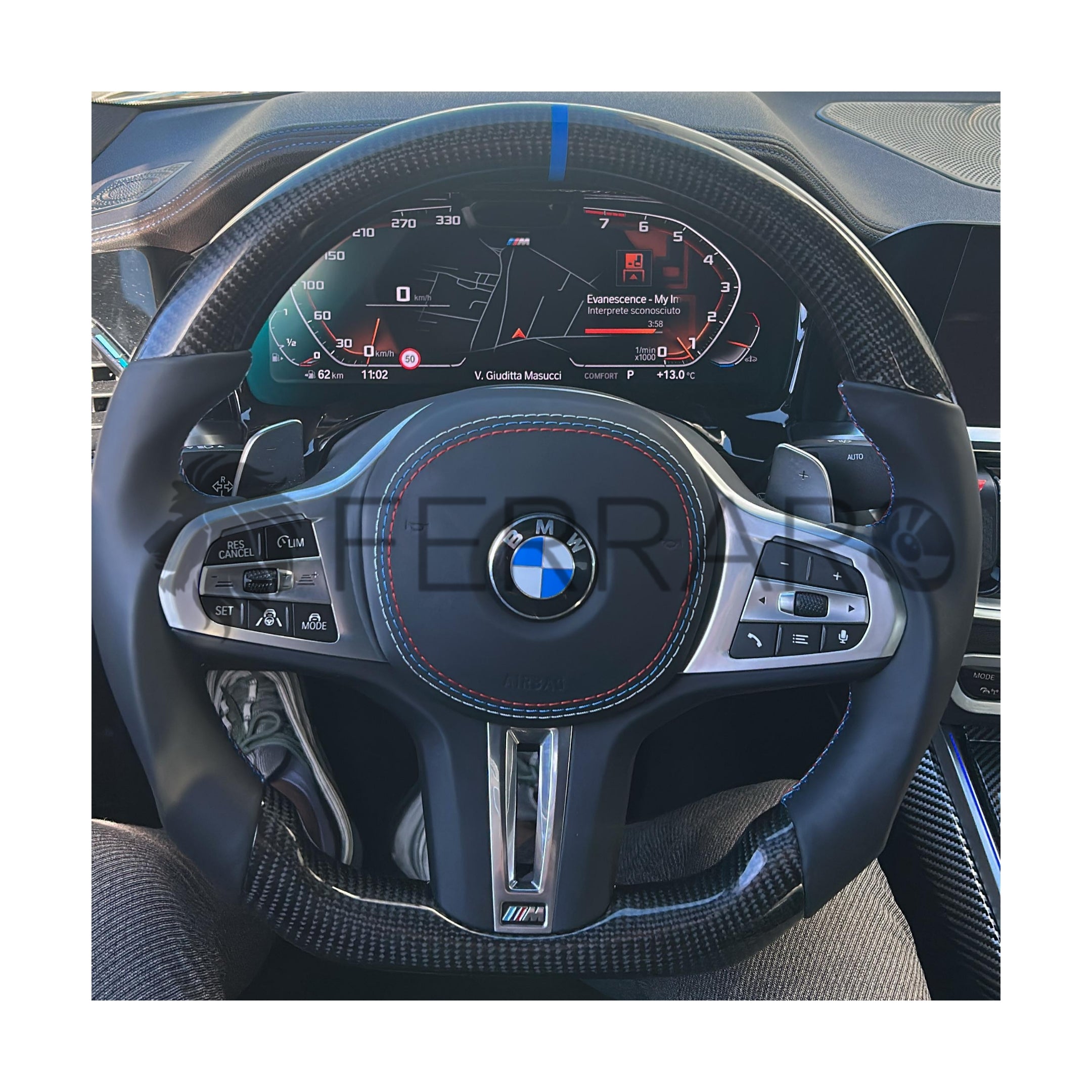 Volante Sportivo per BMW Serie 3 G20, G21, G80, G81 (2018-2025), Carbonio, Customizzato in Pelle
