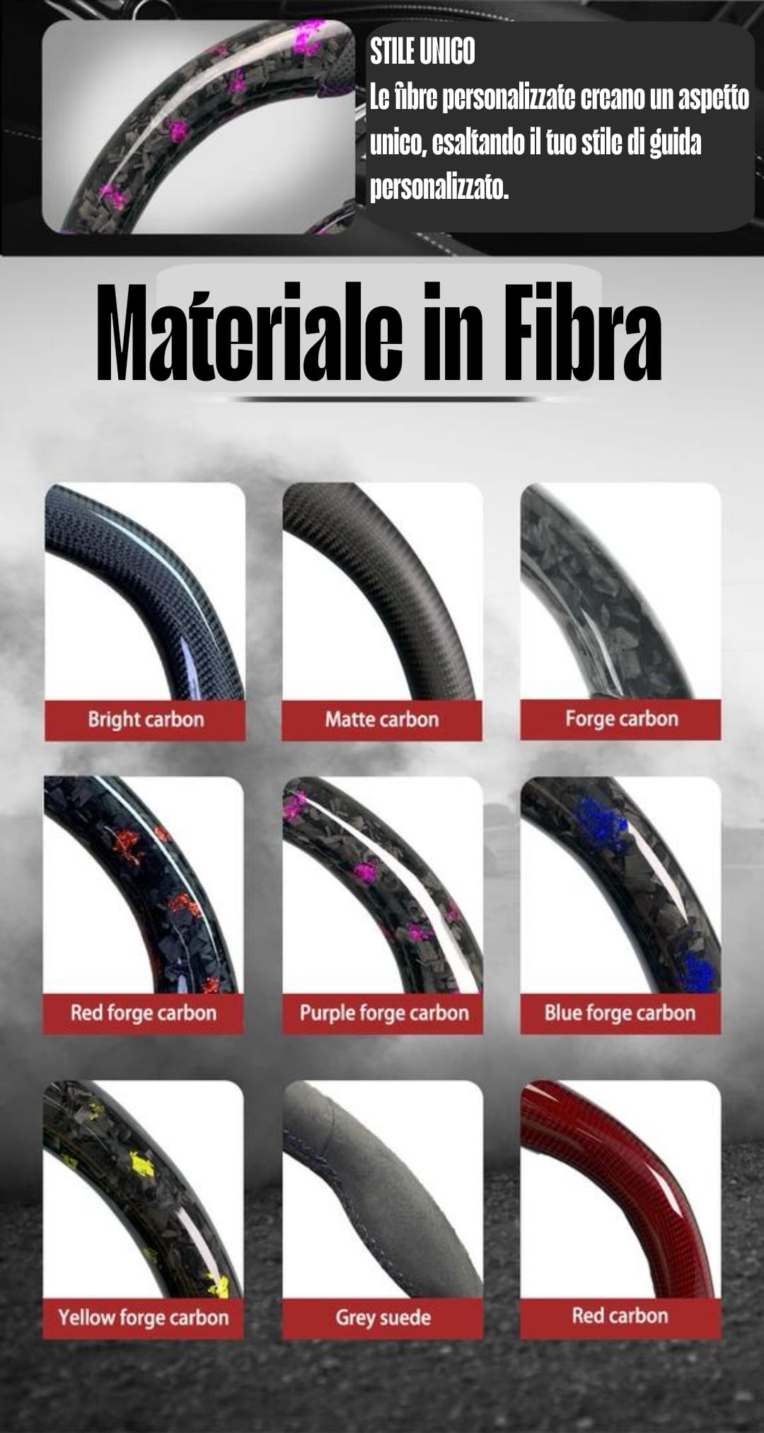 Volante Sportivo per Maserati Ghibli, Levante, Quattroporte, Carbonio, Customizzato in Pelle