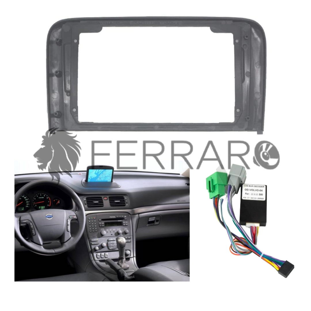 Kit Montaggio Autoradio 9"Pollici Volvo S80 (1998-2006), Mascherina, Cablaggio per Autoradio Android