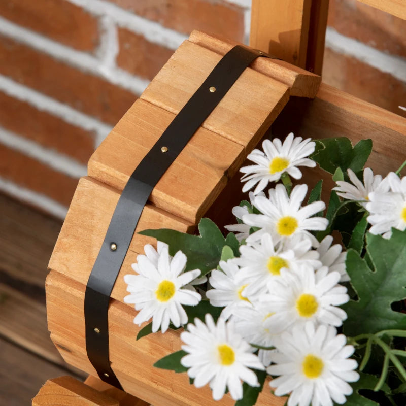 Outsunny Fioriera da Esterno a Mezza Botte in Legno d'Abete con Design Verticale Rialzato, 45x45x80 cm