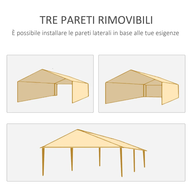 Outsunny Gazebo da Giardino 6x3 m per Eventi con Pareti Rimovibili e Finestre Trasparenti, Verde
