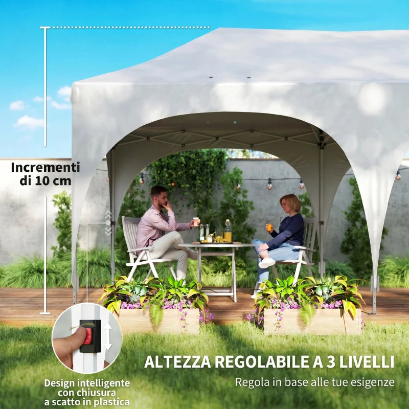 Outsunny Gazebo da Giardino Pieghevole 3x6 m con Pareti Rimovibili e Borsa di Trasporto, Bianco