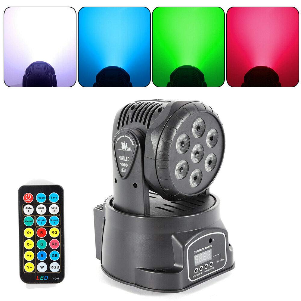 Testa Mobile Eventi, Rotante, 7 luci da Discoteca, Led RGB, Effetto Luci Disco