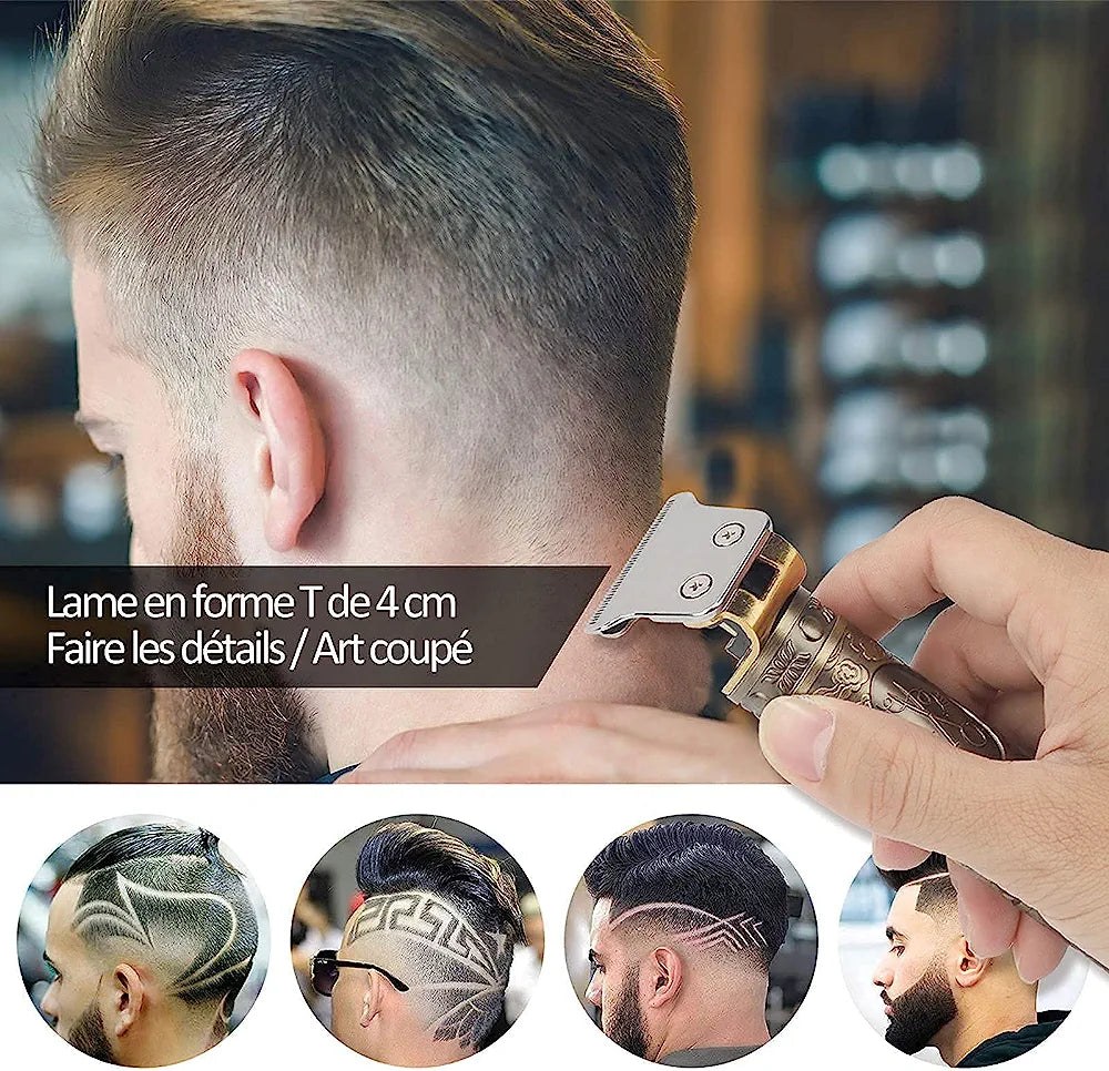 Rasoio a Batteria - Tagliacapelli Uomo Professionale, Barba, Regola Barba e Capelli, Ricarica USB per Uso Domestico
