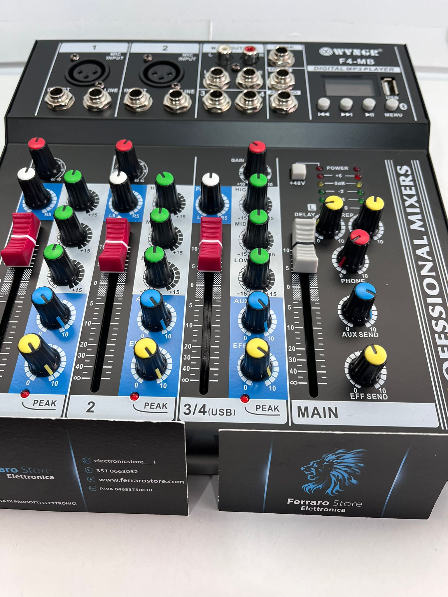 Table de Mixage Audio Professionnelle - 4 Canaux USB avec Echo-delay DJ Karaoke pianobar