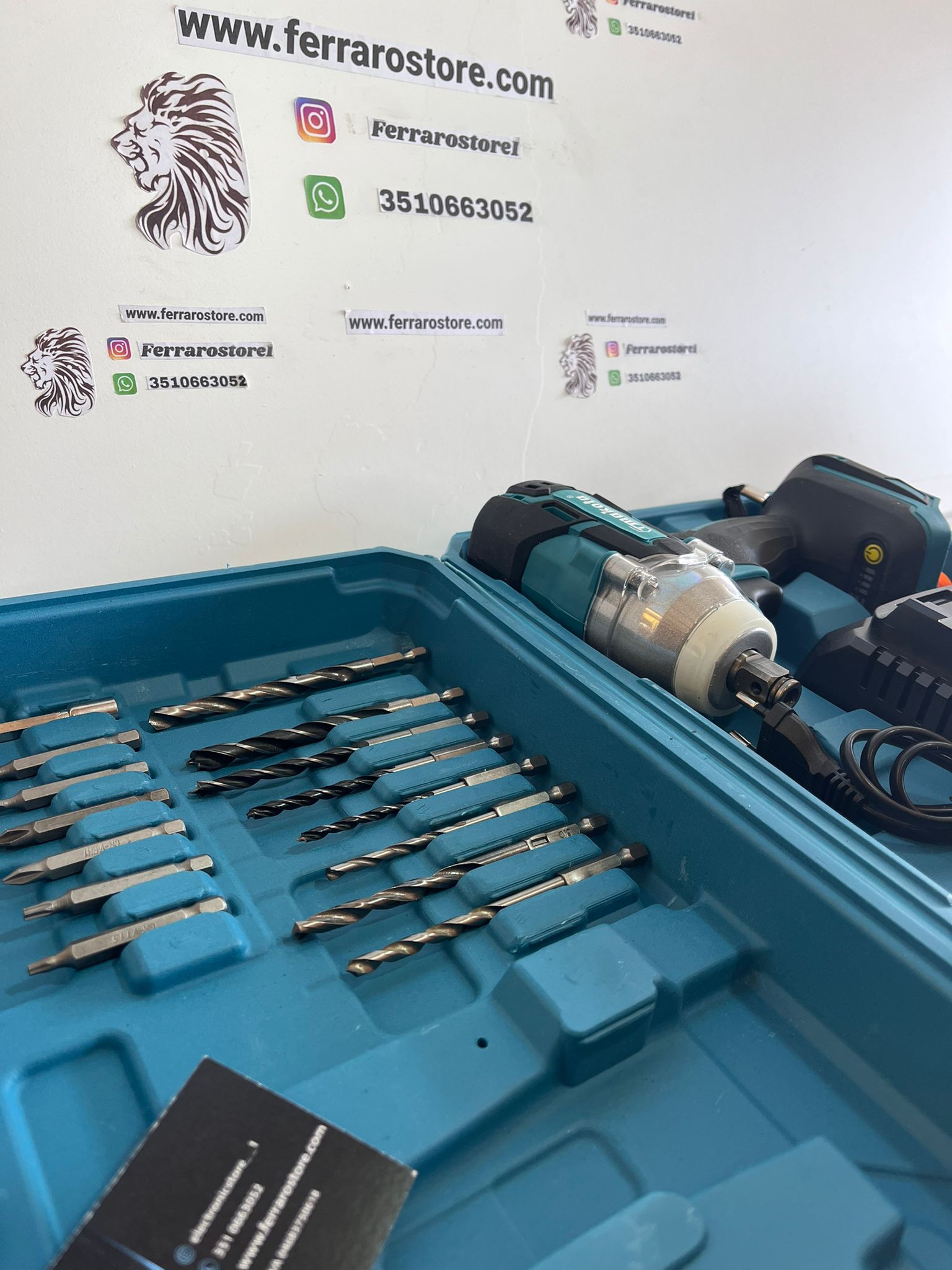 Trapano, Avvitatore a impulsi, Doppio Attacco a Batteria, Accessori, Valigetta