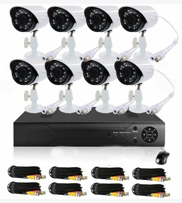 Kit Videosorveglianza 8x Telecamere con Filo, AHD, 24 led, 2 MPX, DVR, h.264 CCTV, Mouse