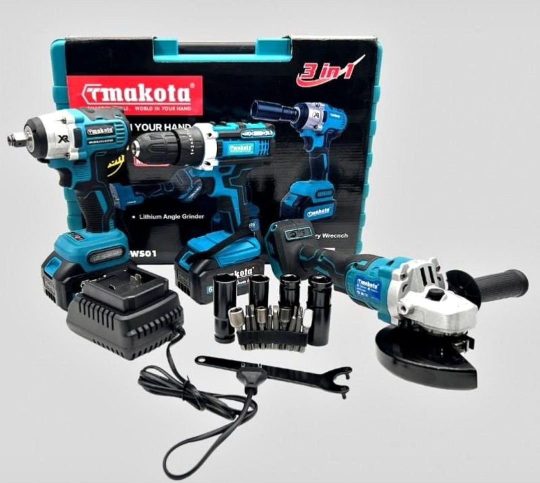 Professional 3 in 1 Work Suitcase Kit - Drill driver, Flex grinder, impact driver.