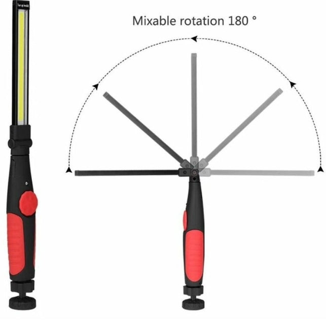 Torcia Led Ricaricabile, USB, Lampada Lavoro, Portatile, Base Calamitata, Regolabile