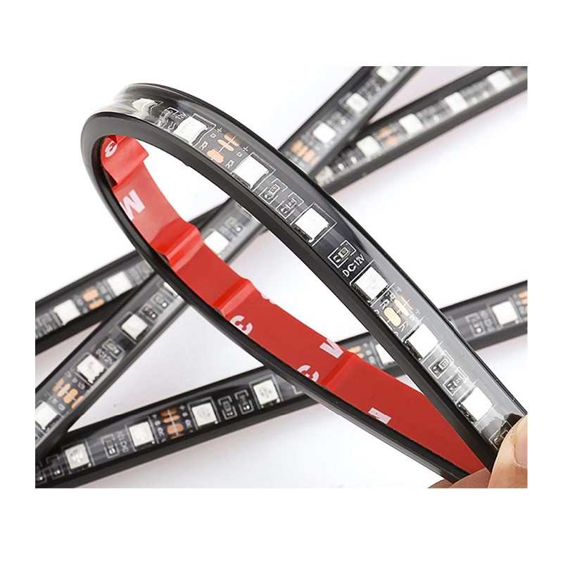 Luci Ambiente Adesiva Auto, Interni Auto RGB, 4 Strip Luminose, Adesive, 72LED, Impermeabile