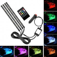 Luci Ambiente Adesiva Auto, Interni Auto RGB, 4 Strip Luminose, Adesive, 72LED, Impermeabile