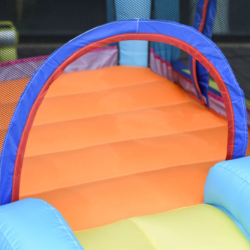 Outsunny Castello Gonfiabile Gigante e Rimbalzante per Bambini 3-8 Anni con Scivolo, Piscina e Gonfiatore 3.6x1.75x1.8m