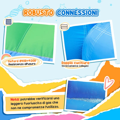 AIYAPLAY Castello Gonfiabile Trampolino 4 in 1, Scivolo, 415x205x190cm, Multicolore