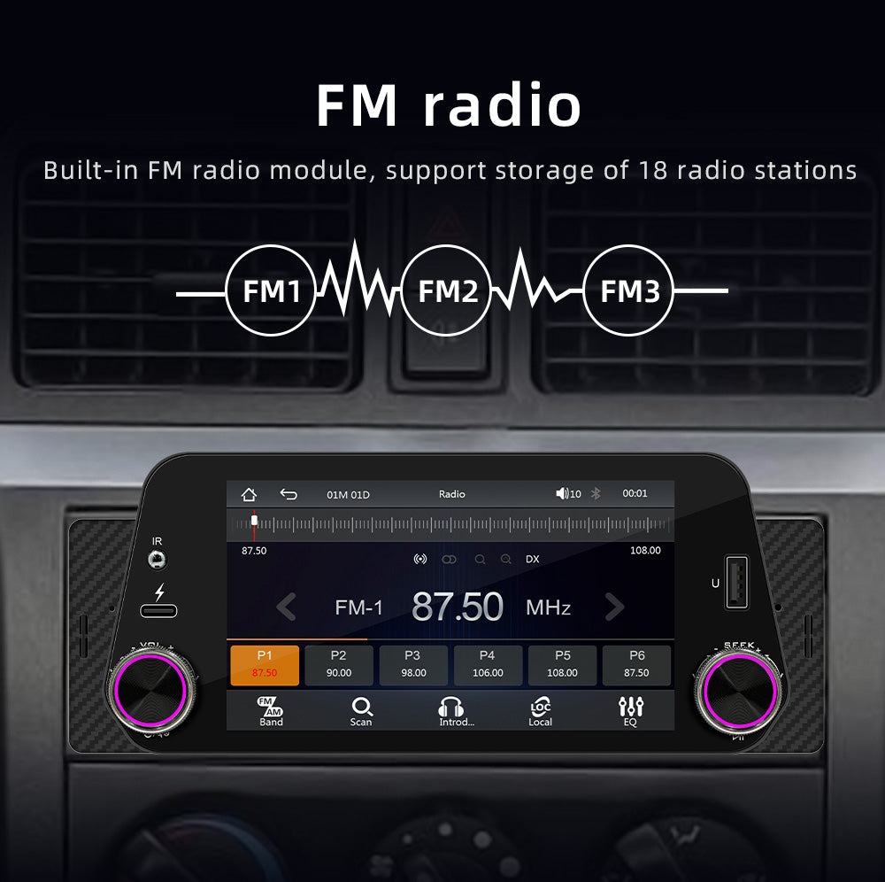 Universal Car Radio [FIXED] - 1Din, 5" Inch Screen, Bluetooth, Radio, USB, CarPlay &amp; Android Auto